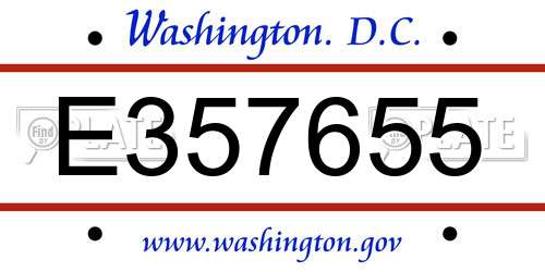 E357655 District Of Columbia License Plate