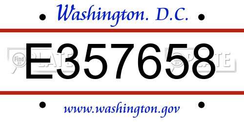 E357658 District Of Columbia License Plate