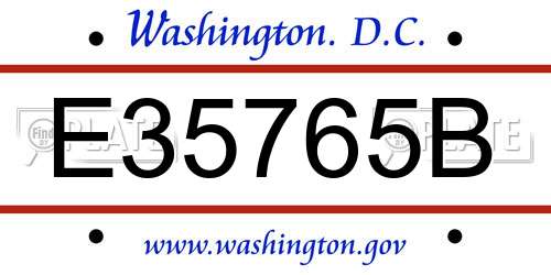 E35765B District Of Columbia License Plate