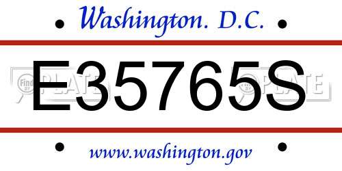 E35765S District Of Columbia License Plate