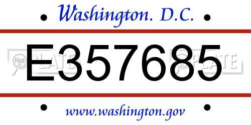 E357685 District Of Columbia License Plate