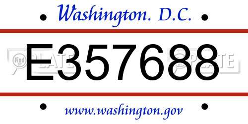 E357688 District Of Columbia License Plate