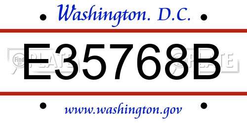 E35768B District Of Columbia License Plate