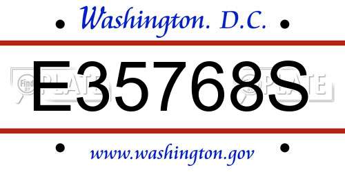 E35768S District Of Columbia License Plate
