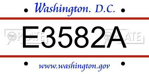 E3582A District Of Columbia License Plate