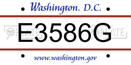 E3586G District Of Columbia License Plate