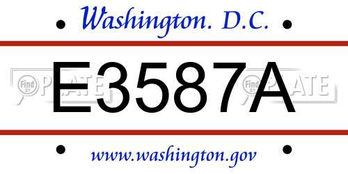 E3587A District Of Columbia License Plate