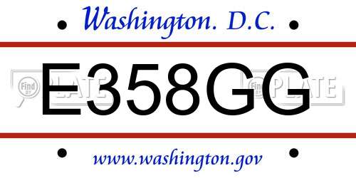 E358GG District Of Columbia License Plate