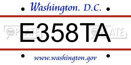 E358TA District Of Columbia License Plate