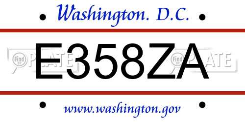 E358ZA District Of Columbia License Plate