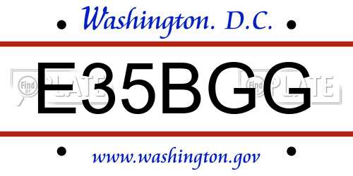 E35BGG District Of Columbia License Plate