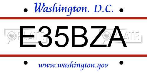 E35BZA District Of Columbia License Plate