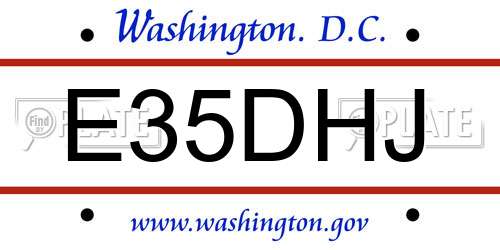 E35DHJ District Of Columbia License Plate