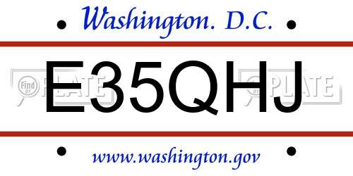 E35QHJ District Of Columbia License Plate