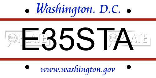 E35STA District Of Columbia License Plate