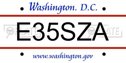 E35SZA District Of Columbia License Plate