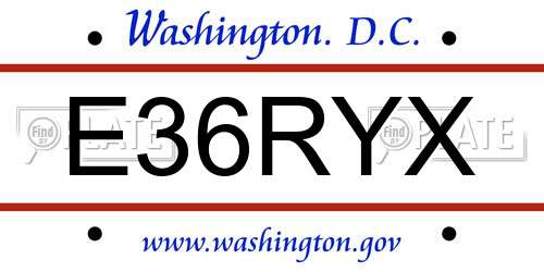 E36RYX District Of Columbia License Plate