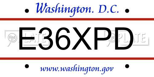 E36XPD District Of Columbia License Plate