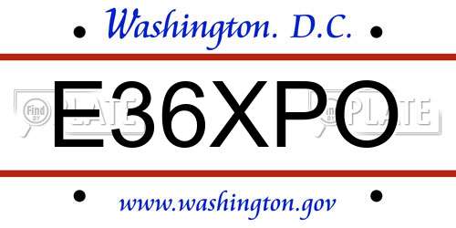 E36XPO District Of Columbia License Plate