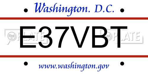 E37VBT District Of Columbia License Plate
