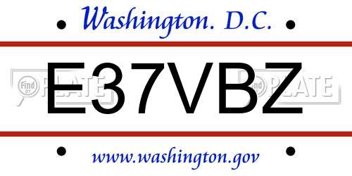 E37VBZ District Of Columbia License Plate