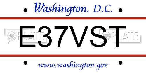 E37VST District Of Columbia License Plate