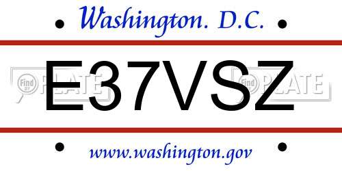 E37VSZ District Of Columbia License Plate