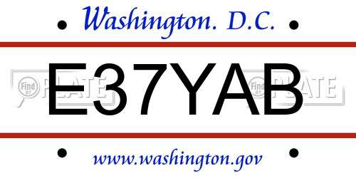 E37YAB District Of Columbia License Plate