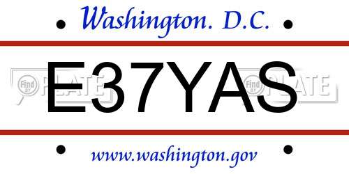 E37YAS District Of Columbia License Plate