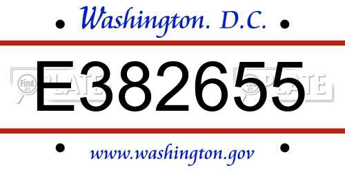 E382655 District Of Columbia License Plate