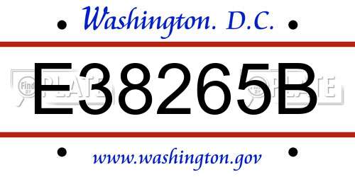 E38265B District Of Columbia License Plate