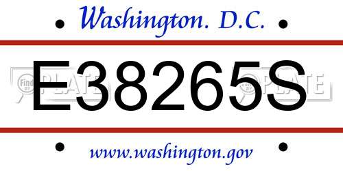 E38265S District Of Columbia License Plate