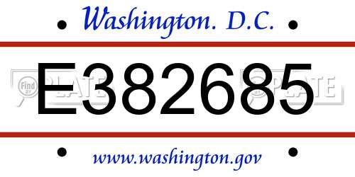 E382685 District Of Columbia License Plate