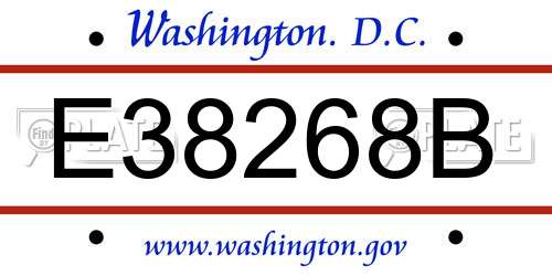 E38268B District Of Columbia License Plate