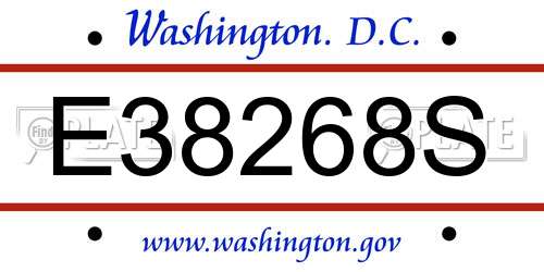 E38268S District Of Columbia License Plate