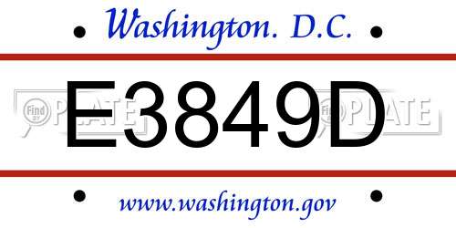 E3849D District Of Columbia License Plate