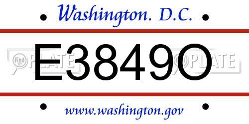E3849O District Of Columbia License Plate