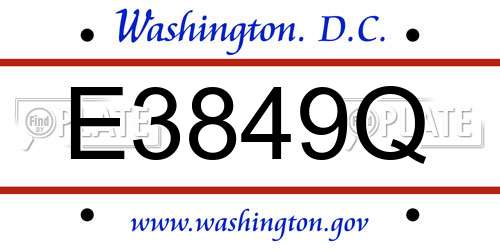 E3849Q District Of Columbia License Plate