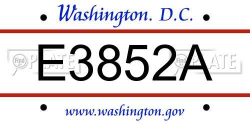 E3852A District Of Columbia License Plate