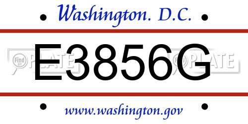 E3856G District Of Columbia License Plate
