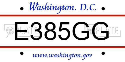 E385GG District Of Columbia License Plate