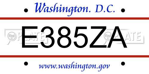 E385ZA District Of Columbia License Plate