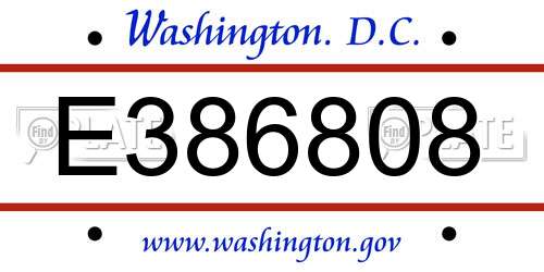 E386808 District Of Columbia License Plate