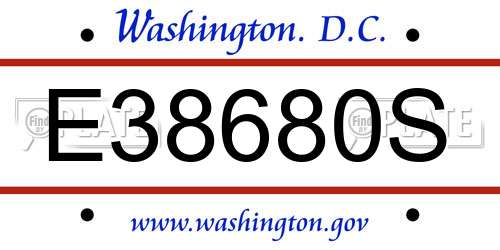 E38680S District Of Columbia License Plate