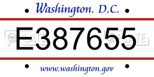 E387655 District Of Columbia License Plate