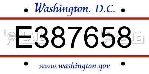 E387658 District Of Columbia License Plate