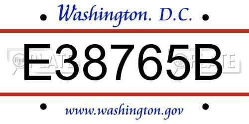 E38765B District Of Columbia License Plate