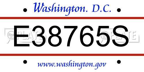 E38765S District Of Columbia License Plate
