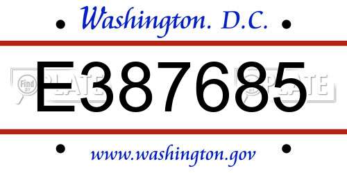 E387685 District Of Columbia License Plate