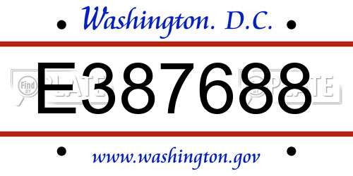 E387688 District Of Columbia License Plate